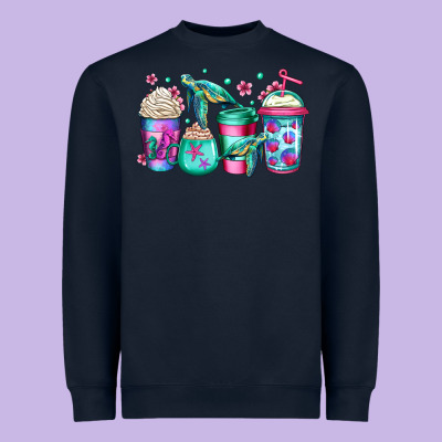 Turtle Coffee Cups Heavyweight Sweatshirt Designed By Jasminsmagicworld