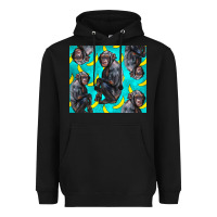 Black Chimpanzee And Banana Heavyweight Hoodie - LillyAllenDesigns