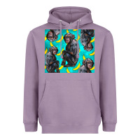 Lavender Chimpanzee And Banana Heavyweight Hoodie - LillyAllenDesigns