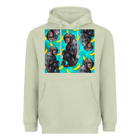 Matcha Chimpanzee And Banana Heavyweight Hoodie - LillyAllenDesigns