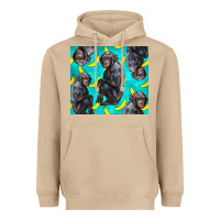 Mushroom Chimpanzee And Banana Heavyweight Hoodie - LillyAllenDesigns