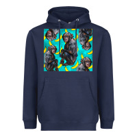 Navy Chimpanzee And Banana Heavyweight Hoodie - LillyAllenDesigns