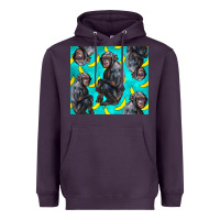 Plum Chimpanzee And Banana Heavyweight Hoodie - LillyAllenDesigns