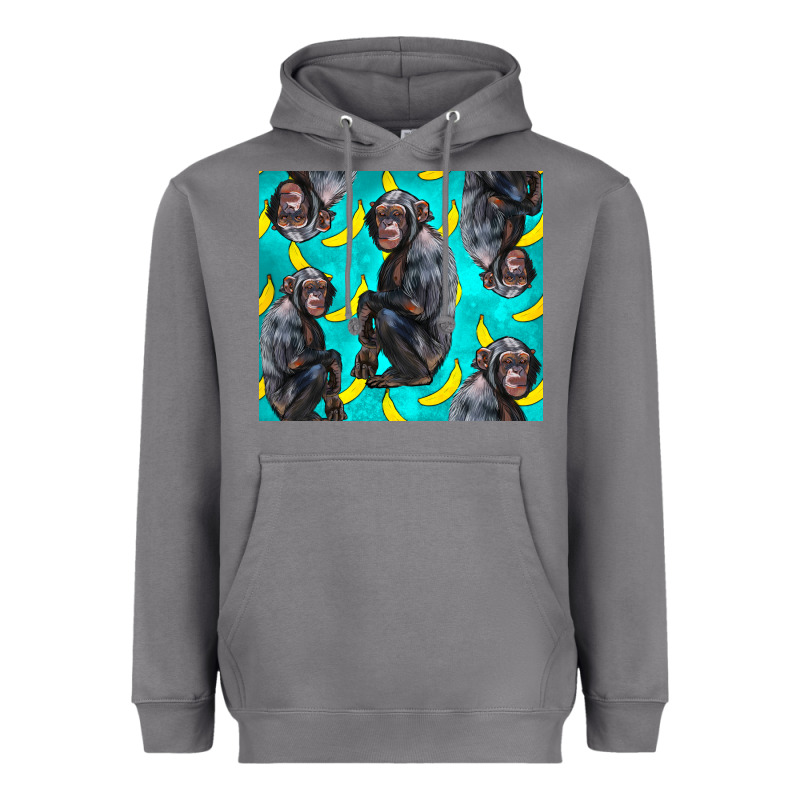 Chimpanzee And Banana Heavyweight Hoodie by LillyAllenDesigns | Teevron