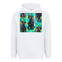 White Chimpanzee And Banana Heavyweight Hoodie - LillyAllenDesigns