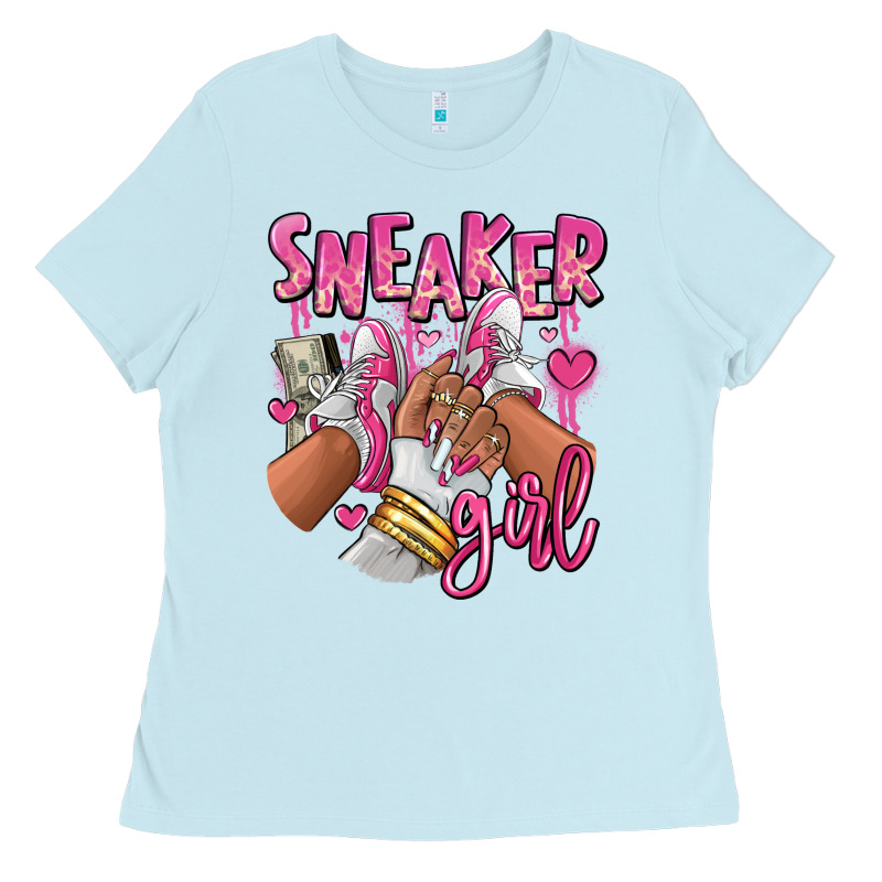 Pink And White Sneaker Girl Ladies Tee by RanaPortraitStore | Teevron