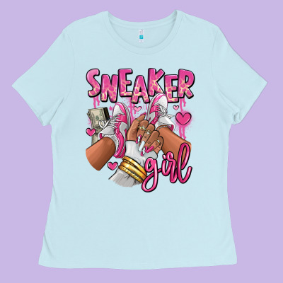 Ladies Tee Pink and white sneaker girl