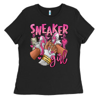 Black Pink and white sneaker girl Ladies Tee - RanaPortraitStore