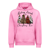 Fuchsia Pink rocking around the christmas tree Urban Hoodie - CowGirlArtShop