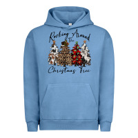 Pigment Pebble Blue rocking around the christmas tree Urban Hoodie - CowGirlArtShop