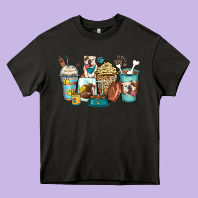 English Bulldog Coffee Cups Heavy Core Tee Designed By Zillion Design Studio