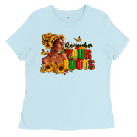 Baby Blue Remember your roots Afro American Ladies Tee - RanaPortraitStore