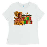 White Remember your roots Afro American Ladies Tee - RanaPortraitStore