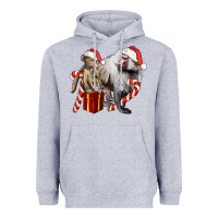 Heather Grey Christmas Baboon Baby And Mama Heavyweight Hoodie - LillyAllenDesigns