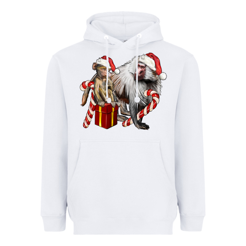 Christmas Baboon Baby And Mama Heavyweight Hoodie by LillyAllenDesigns | Teevron