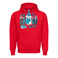 Red up to snow good and cute snowman Zipper Hoodie - NancyCooperArtShop