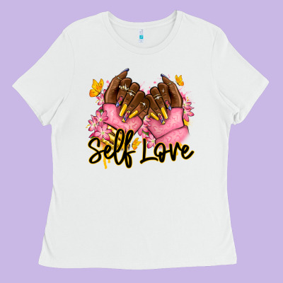 Ladies Tee Self love pink afro nails