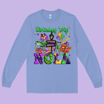 Birthday Trip Nola Long Sleeve Tee Designed By Jahusdesignshop