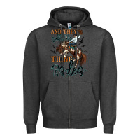 Charcoal Heather and they call the thing rodeo cowboy Zipper Hoodie - MaliasSmallBusiness