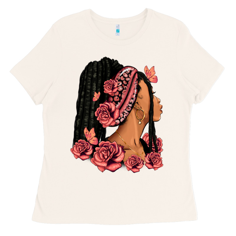 Pink Roses Afro Woman Ladies Tee by RanaPortraitStore | Teevron