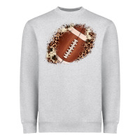 Heather Grey football cowhide leopard patch Heavyweight Sweatshirt - JahusDesignShop
