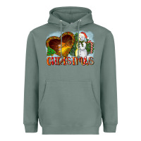 Sage Christmas Snowman Heavyweight Hoodie - LillyAllenDesigns