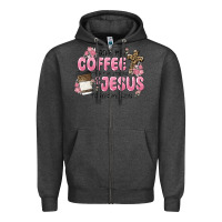 Charcoal Heather give me coffee jesus Zipper Hoodie - MaliasSmallBusiness