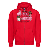Red give me coffee jesus Zipper Hoodie - MaliasSmallBusiness