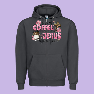 Give Me Coffee Jesus Zipper Hoodie Designed By Maliassmallbusiness