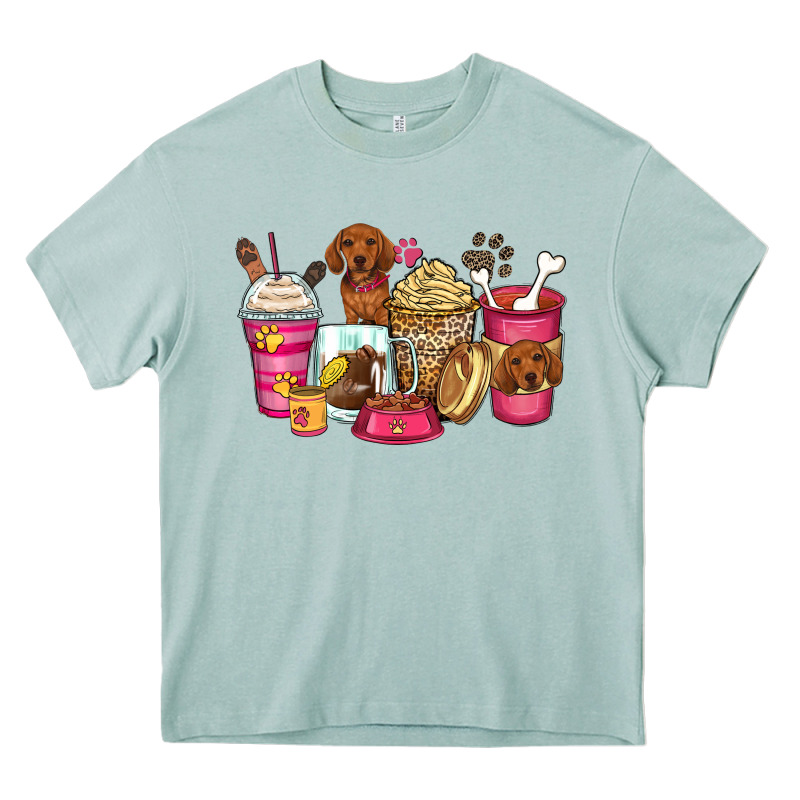 Dachshund Coffee Cups Heavy Core Tee by Zillion Design Studio | Teevron
