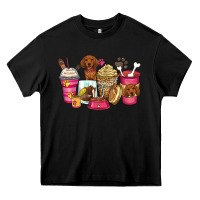 Black dachshund coffee cups Heavy Core Tee - Zillion Design Studio