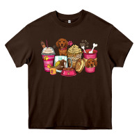 Chocolate Brown dachshund coffee cups Heavy Core Tee - Zillion Design Studio