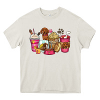 Cream dachshund coffee cups Heavy Core Tee - Zillion Design Studio