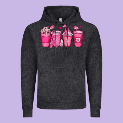 Breast Cancer Coffee Cups Vintage Hoodie Designed By Jahusdesignshop