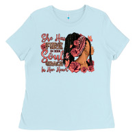 Baby Blue She has fire in her soul afro woman Ladies Tee - RanaPortraitStore