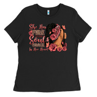 Black She has fire in her soul afro woman Ladies Tee - RanaPortraitStore
