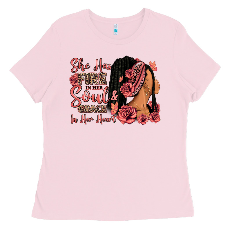 She Has Fire In Her Soul Afro Woman Ladies Tee by RanaPortraitStore | Teevron