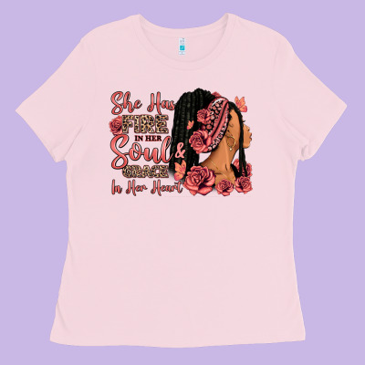 Ladies Tee She has fire in her soul afro woman
