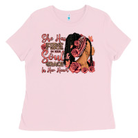 Bubblegum Pink She has fire in her soul afro woman Ladies Tee - RanaPortraitStore