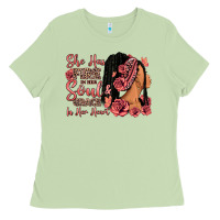 Matcha She has fire in her soul afro woman Ladies Tee - RanaPortraitStore