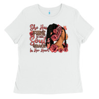 White She has fire in her soul afro woman Ladies Tee - RanaPortraitStore