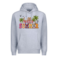 Heather Grey hello summer Premium Hoodie - JahusDesignShop