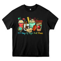 Black 100 days of coffee and chaos coffee cups Heavy Core Tee - Zillion Design Studio
