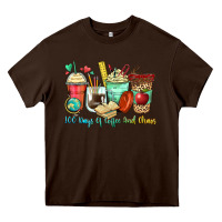 Chocolate Brown 100 days of coffee and chaos coffee cups Heavy Core Tee - Zillion Design Studio