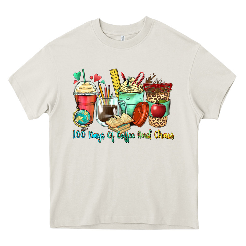 100 Days Of Coffee And Chaos Coffee Cups Heavy Core Tee by Zillion Design Studio | Teevron