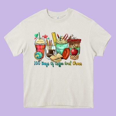 100 Days Of Coffee And Chaos Coffee Cups Heavy Core Tee Designed By Zillion Design Studio