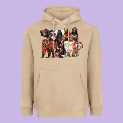 Christmas Bear Family Heavyweight Hoodie Designed By Lillyallendesigns
