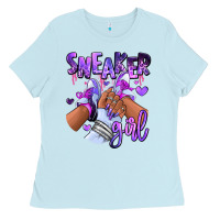 Baby Blue Purple galaxy sneaker girl Ladies Tee - RanaPortraitStore