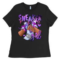 Black Purple galaxy sneaker girl Ladies Tee - RanaPortraitStore