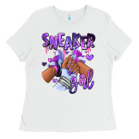 White Purple galaxy sneaker girl Ladies Tee - RanaPortraitStore